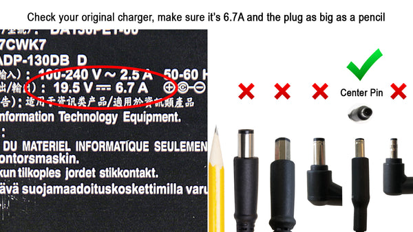 DELL XPS 9530 P31F 19.5V 6.7A Genuine AC Charger